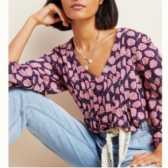 Anthro Maeve Cathy Pleated Top sz small - Picture 1 of 6